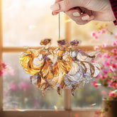 Three Graces Acrylic Suncatcher, Elegant Dancing Women Art Nouveau Window Hanging, Warm Amber Goddess Acrylic Home Decor Gift